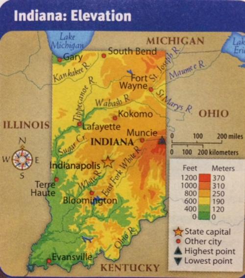 Elevation Map Of Indiana Jancich, Shannon / Elevation Map of Indiana